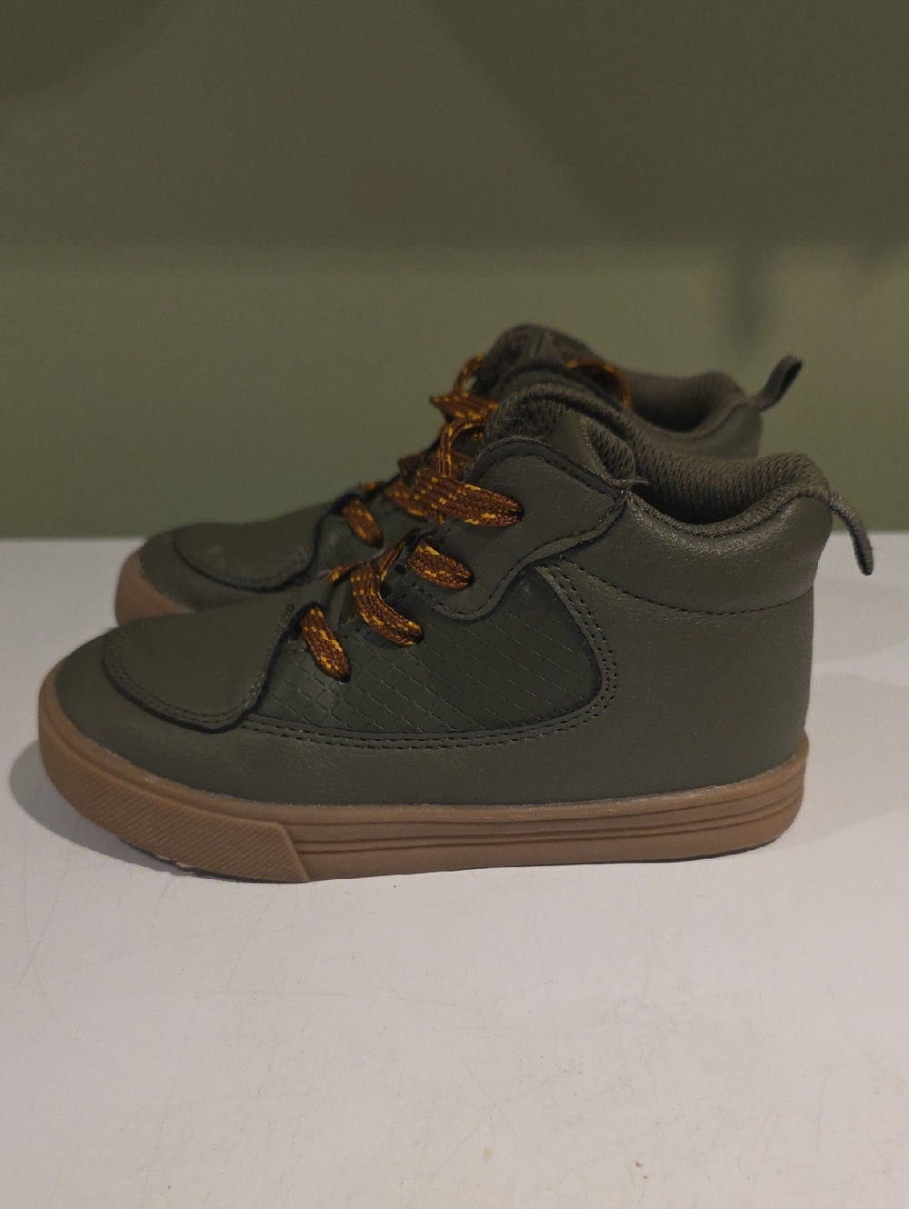 OshKosh B'gosh Olive Green High-Top Sneakers with Tan Sole